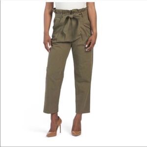 7 For All Mankind High Rise Paperbag Tapered Pants Olive Size M
